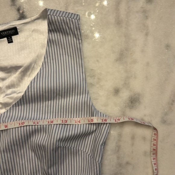 Vertigo collection pin striped sleeveless ruffle bottom dress w exposed zipper S - Picture 7 of 9